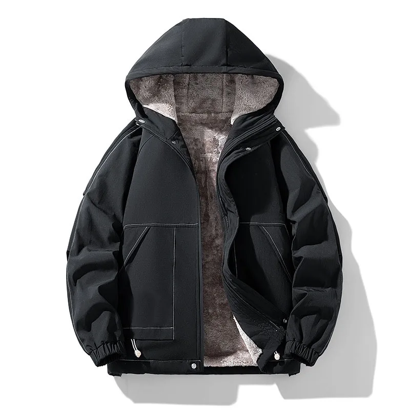 Winter Plus Size 150kg Men Warm Jackets Fleece Casual Hooded Coats