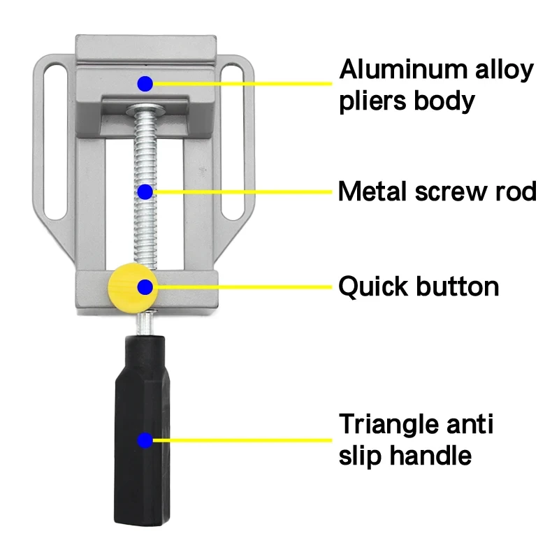 Flachzange aus Aluminiumlegierung, feststellbares Klemmwerkzeug, einfache, leichte Tischzange, Zubehör für Elektrobohrerhalterung – Detail 3