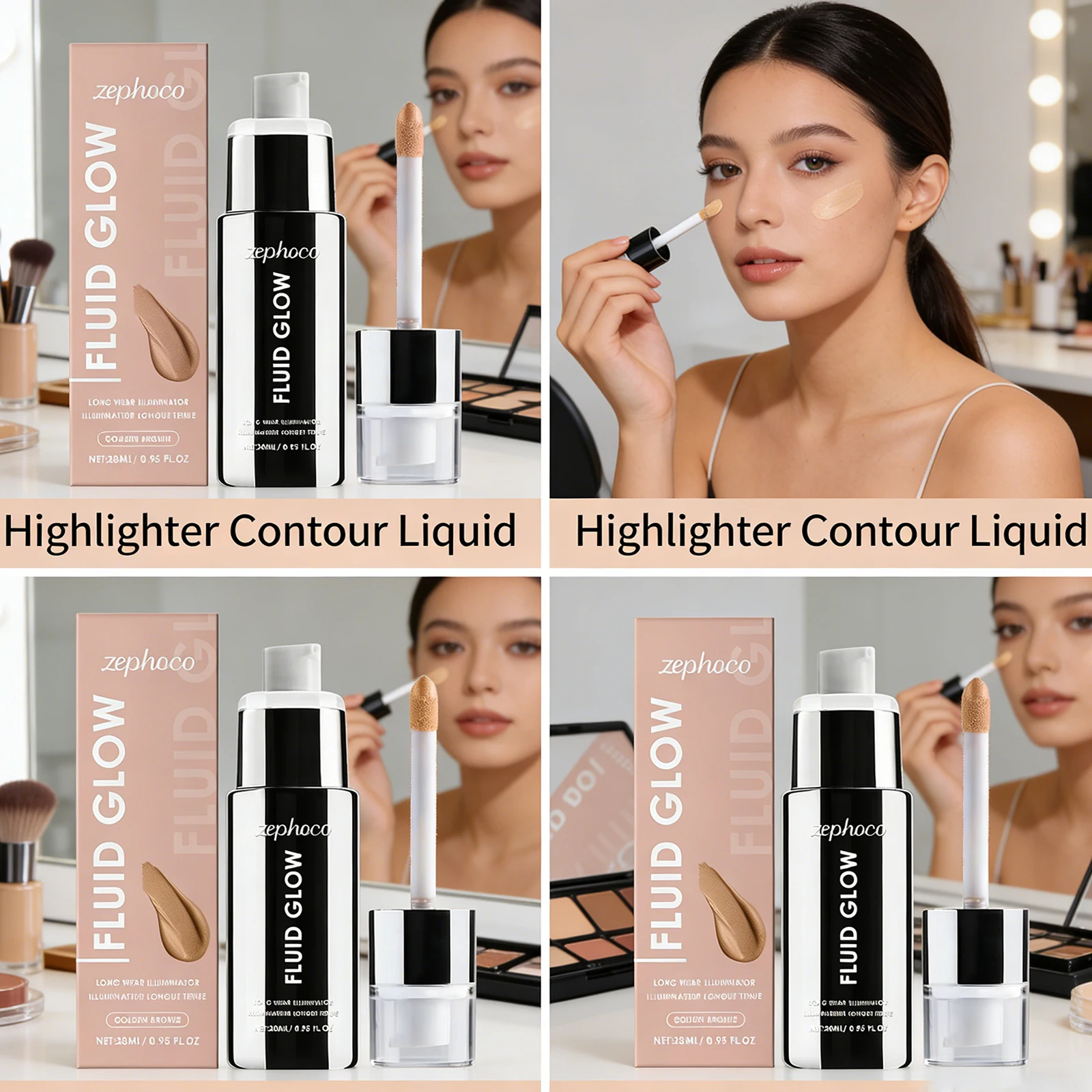 

Natural Highlighter Contour Liquid Glow Brightening Skin Face Makeup Lightweight Hydrating Blendable Contour Serum Makeup 28ml