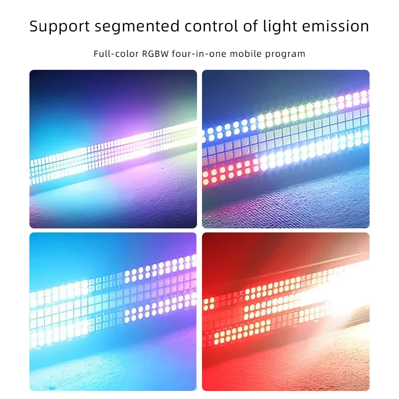 4 PCS 720LED RGBW Stage Strobe Light Bar, DMX DJ Light with  48+24 Controllable Segments, Metal Shell & Strobe for Party Disco