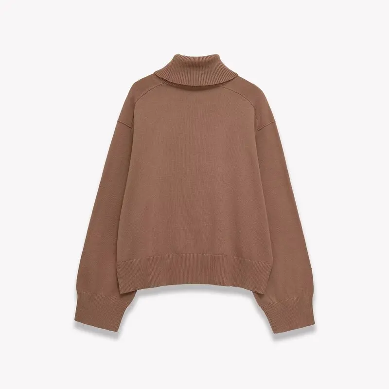 

Winter 2025 Women's Loose Long Sve Stand Collar Knitted Top Versatile Faionable Commute Sle Regular Length Knitwear