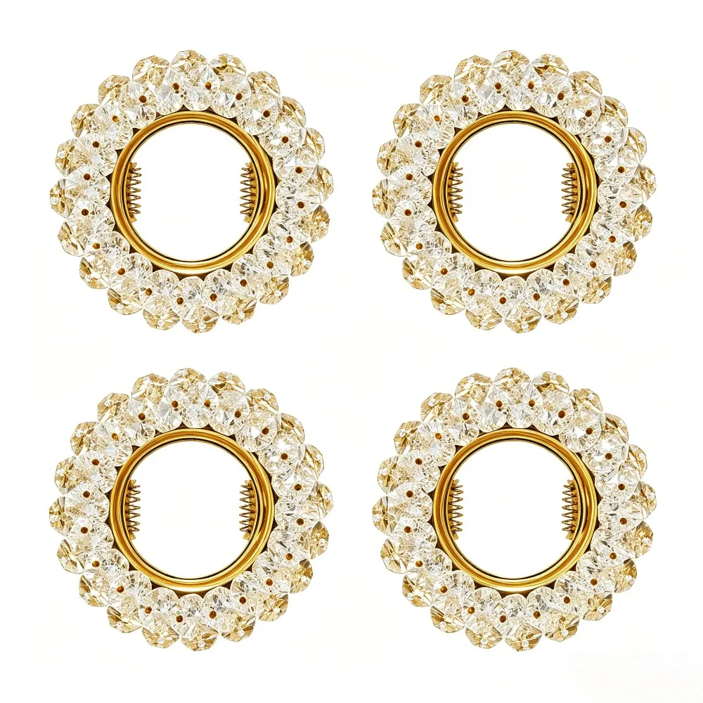 1/4PCS Gold Chrome Recessed Ceiling Spotlights Lamps Frames GU10 MR16 Crystal Spotlight Led Downlight Ceiling Decoration Light