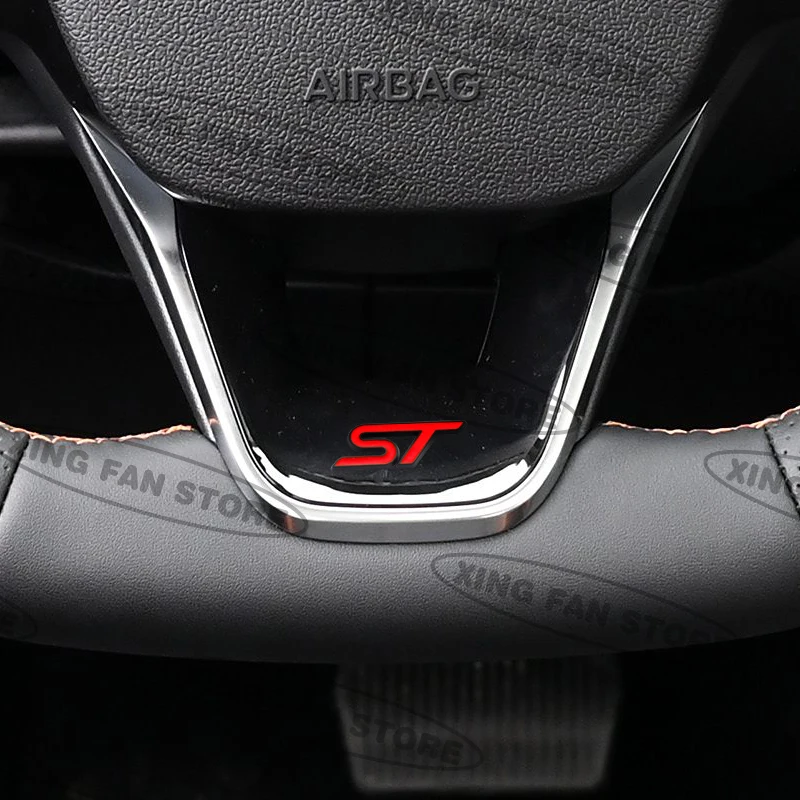 ST Metal Emblem Car Steering Wheel Badge Sticker Decal For Ford Focus Mondeo Fiesta Edge Galaxy S-MAX C-MAX F-150 Accessories