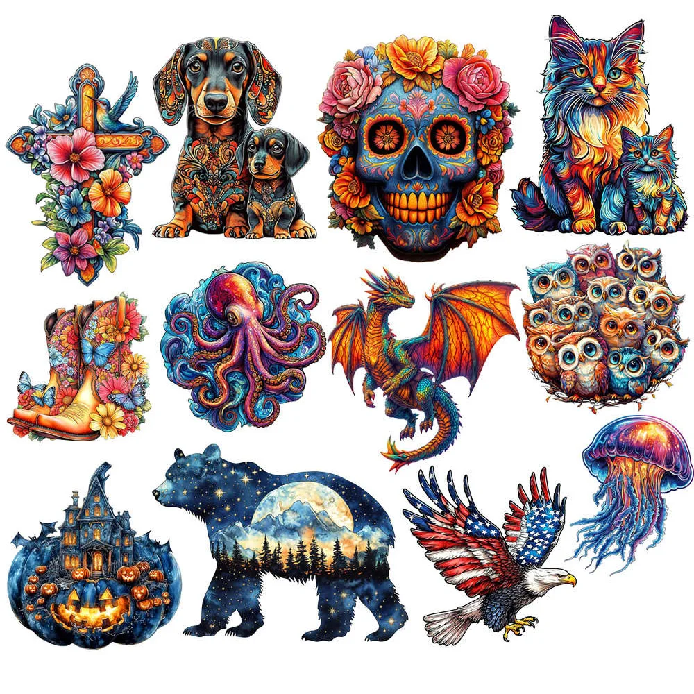 Rompecabezas de animales de madera para adultos y niños, rompecabezas de madera de gato, rompecabezas de madera irregulares para perros y animales, rompecabezas inteligentes de diseño exclusivo