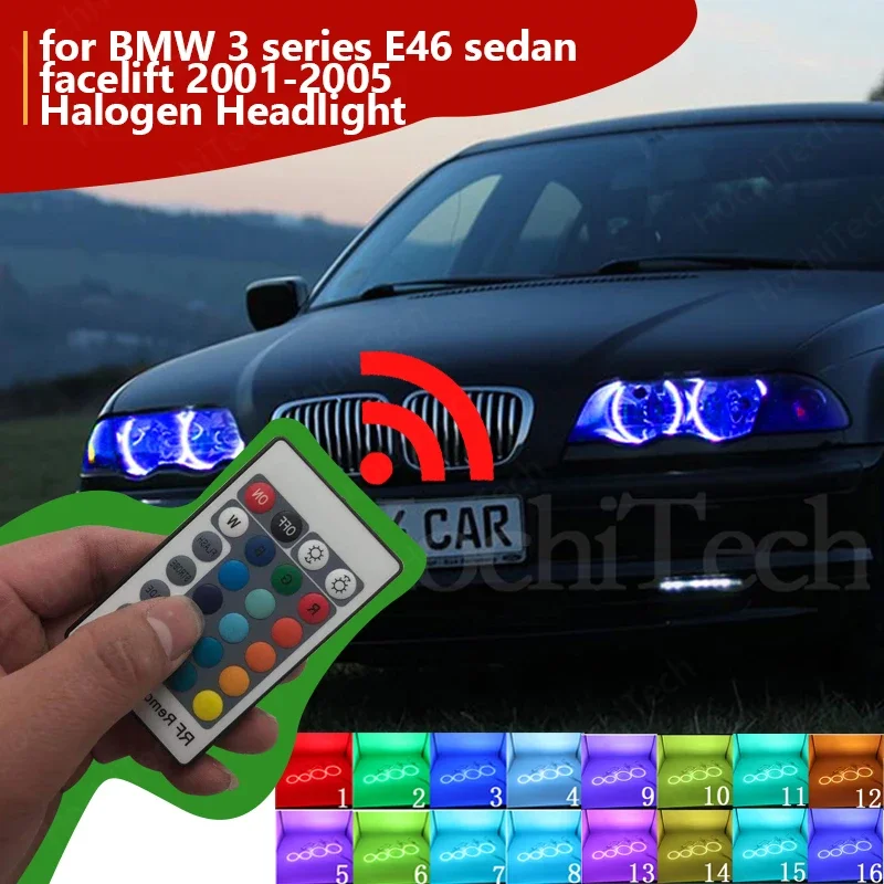 Angel Eyes Tuning RGB LED  DRL Car Lights Accessories Retrofit for BMW 3 series E46 sedan facelift 2001-05 halogen Headlight