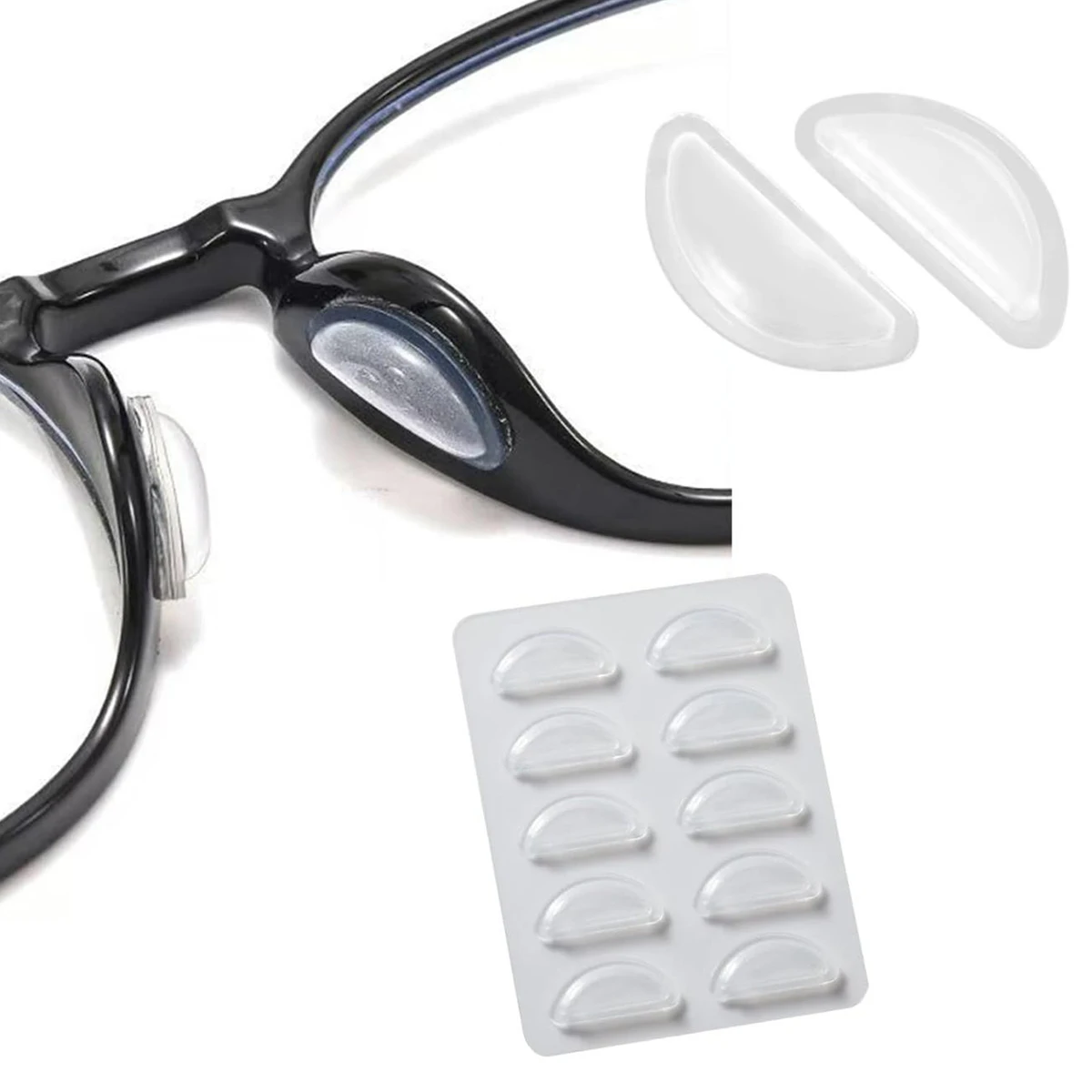 5/10 Paar superklebrige Anti-Rutsch-Nasenpads für Brillen, weiches Silikon, selbstklebendes Brillen-Nasenpad für Brillenteile mit Kunststoffrahmen