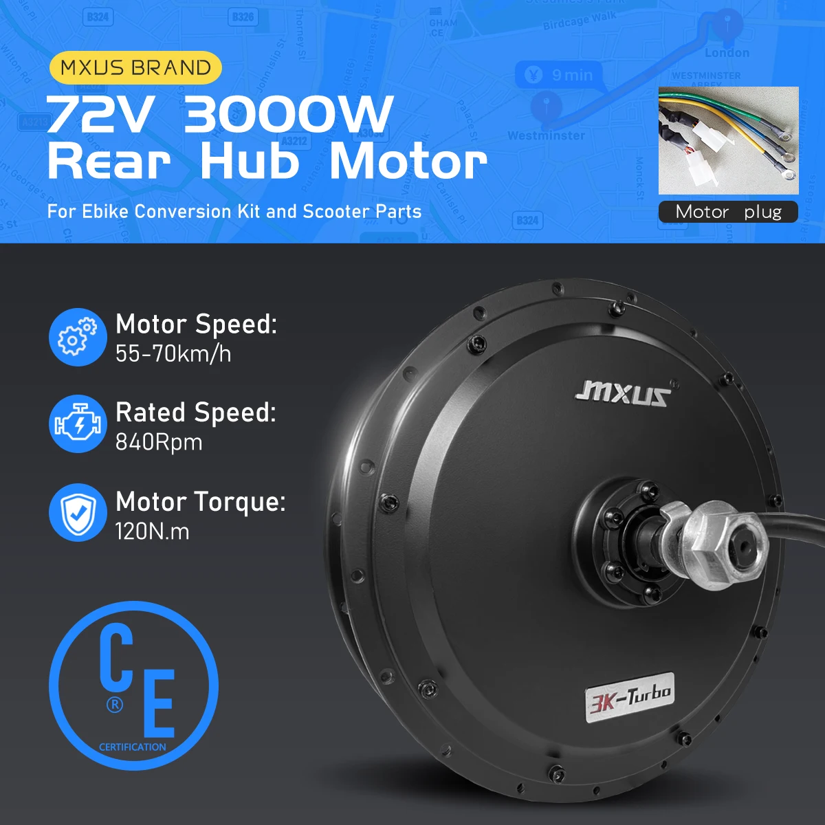 MXUS Electric Bike 72V 3000W M - Ebike Conversion Kit 72V 3000W recension och pris