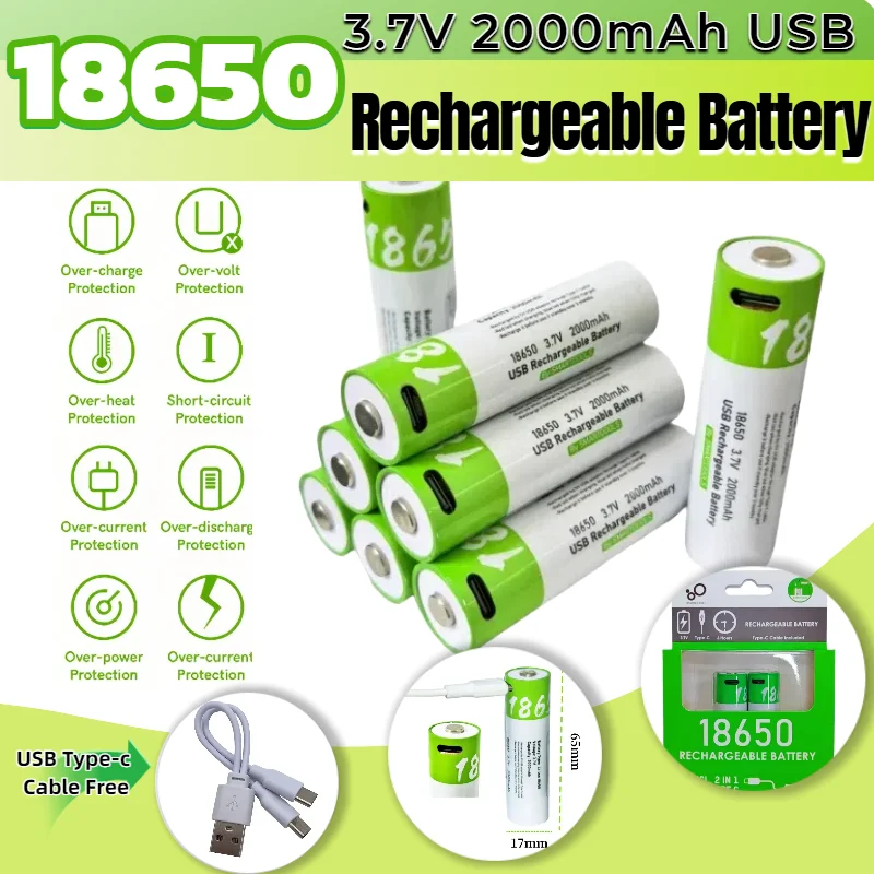 

2000mAh USB-C Rechargeable 18650 LED Flashlight Super Bright Zoomable Tactical Torch Light for Outdoor Camping Hunting Emergency