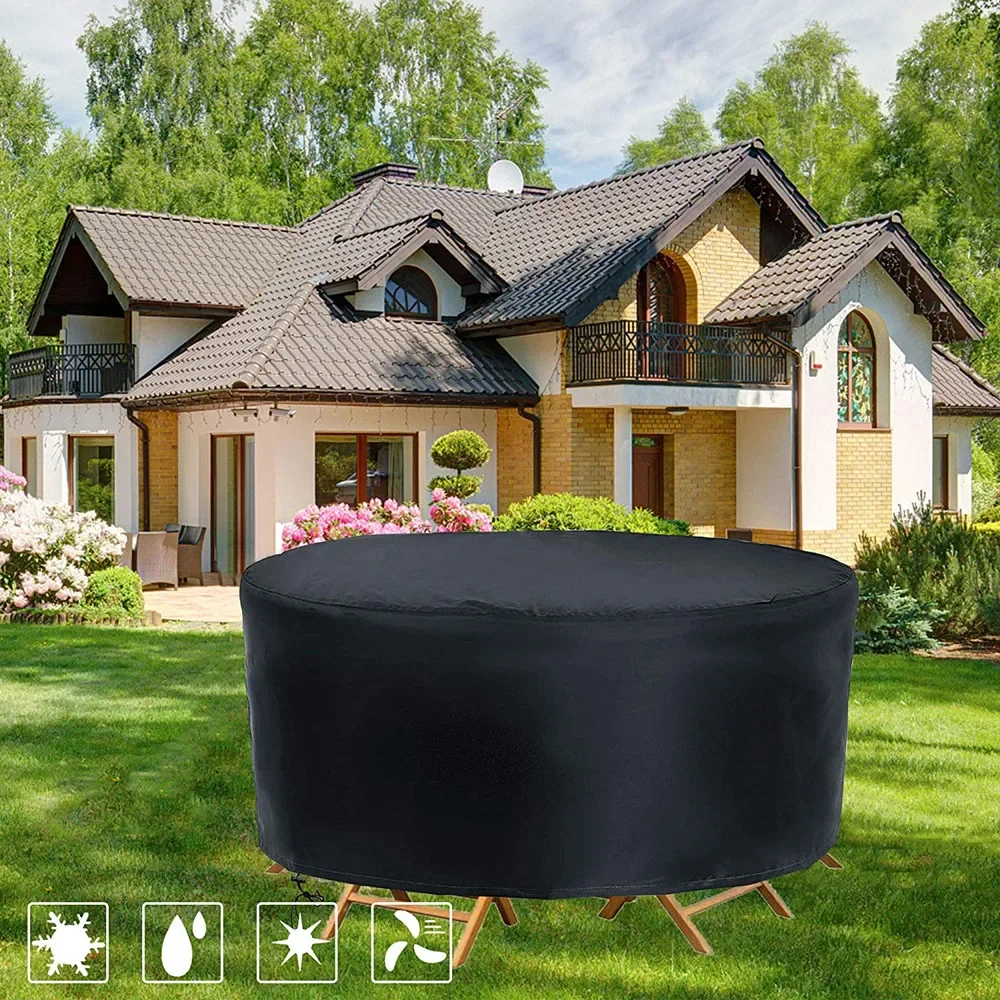 

Multi-size outdoor garden furniture round cover, Oxford material, suitable for table and chair sets, garden furniture dust cover