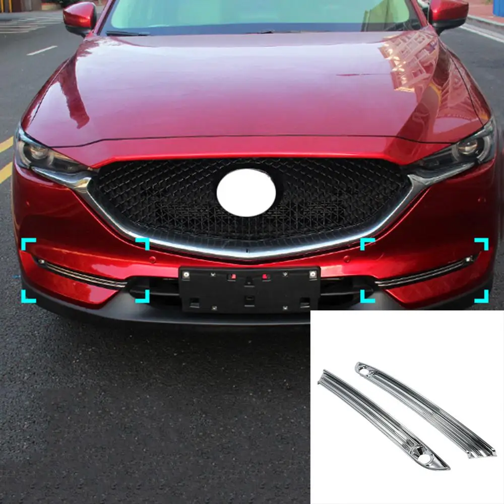 Chrome Carbon fiber ABS Front Fog Light Lamp Foglight Cover Trim Stripes Fit For Mazda KF CX-5 CX5 2nd 2017 2018 2019Accessories