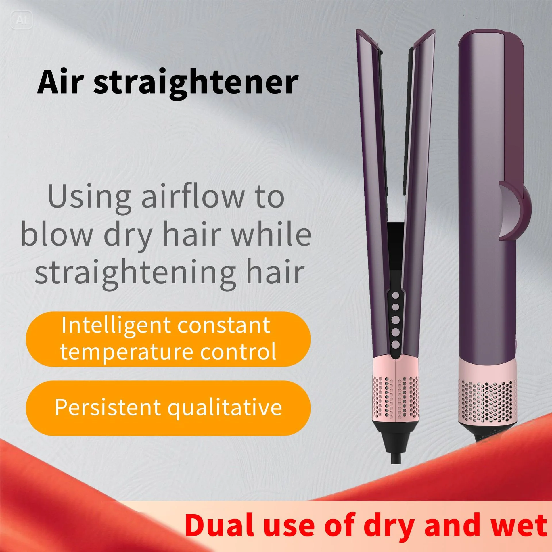 2-in-1-Haartrockner und Glätteisen, Dual-Heat-Negativ-Ionen-Haarstyler zum schnellen Trocknen und Glätten, reisefreundlich, für den Heimgebrauch