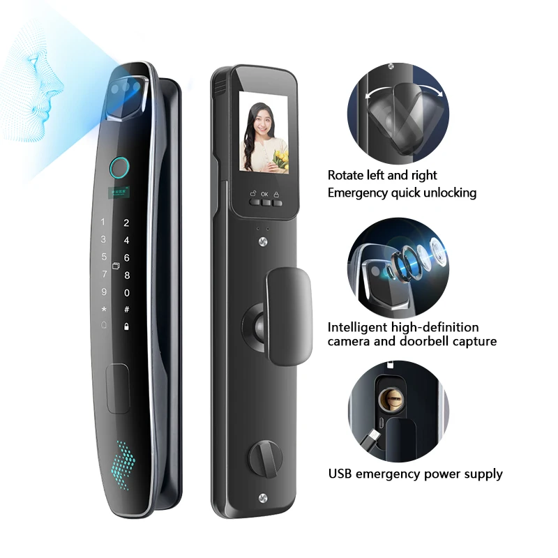 Digital electronic smart door lock with camera wifi tuya smart lock unlocked through code password biometric fingerprint