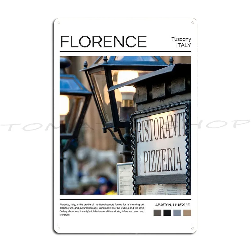Florence Italy Metal Plaque Poster Kitchen Bar Design Garage Custom Tin Sign Poster
