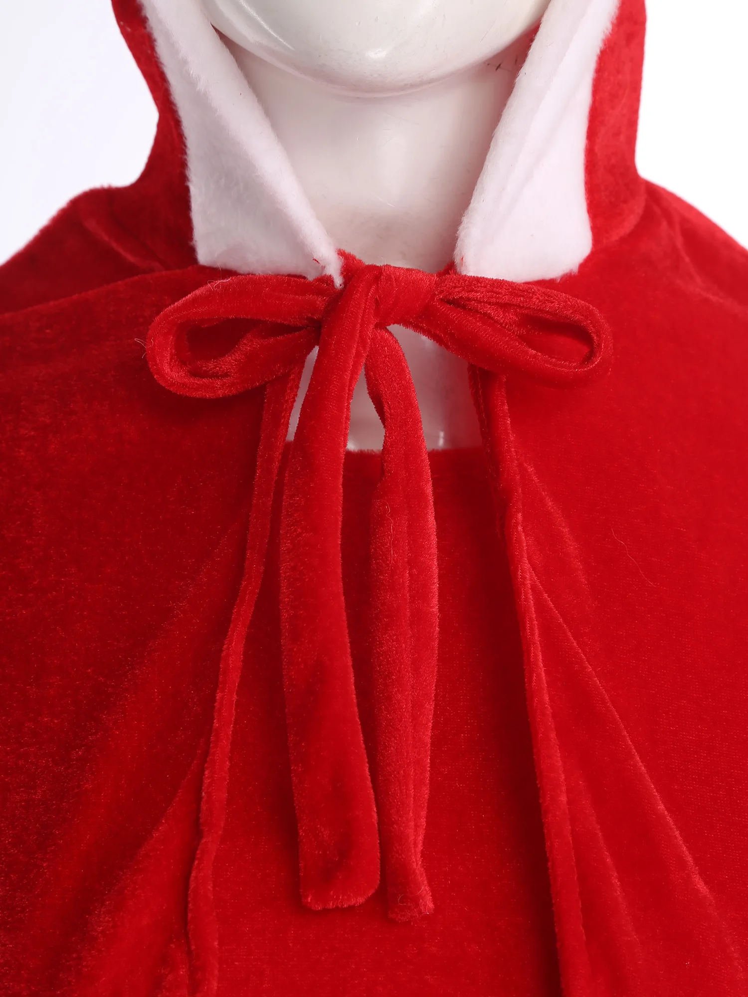 女性クリスマス長袖ベルベットドレスフード付きケープベルト付きクリスマス新年パーティーカーニバルミセスサンタクロースコスプレ衣装