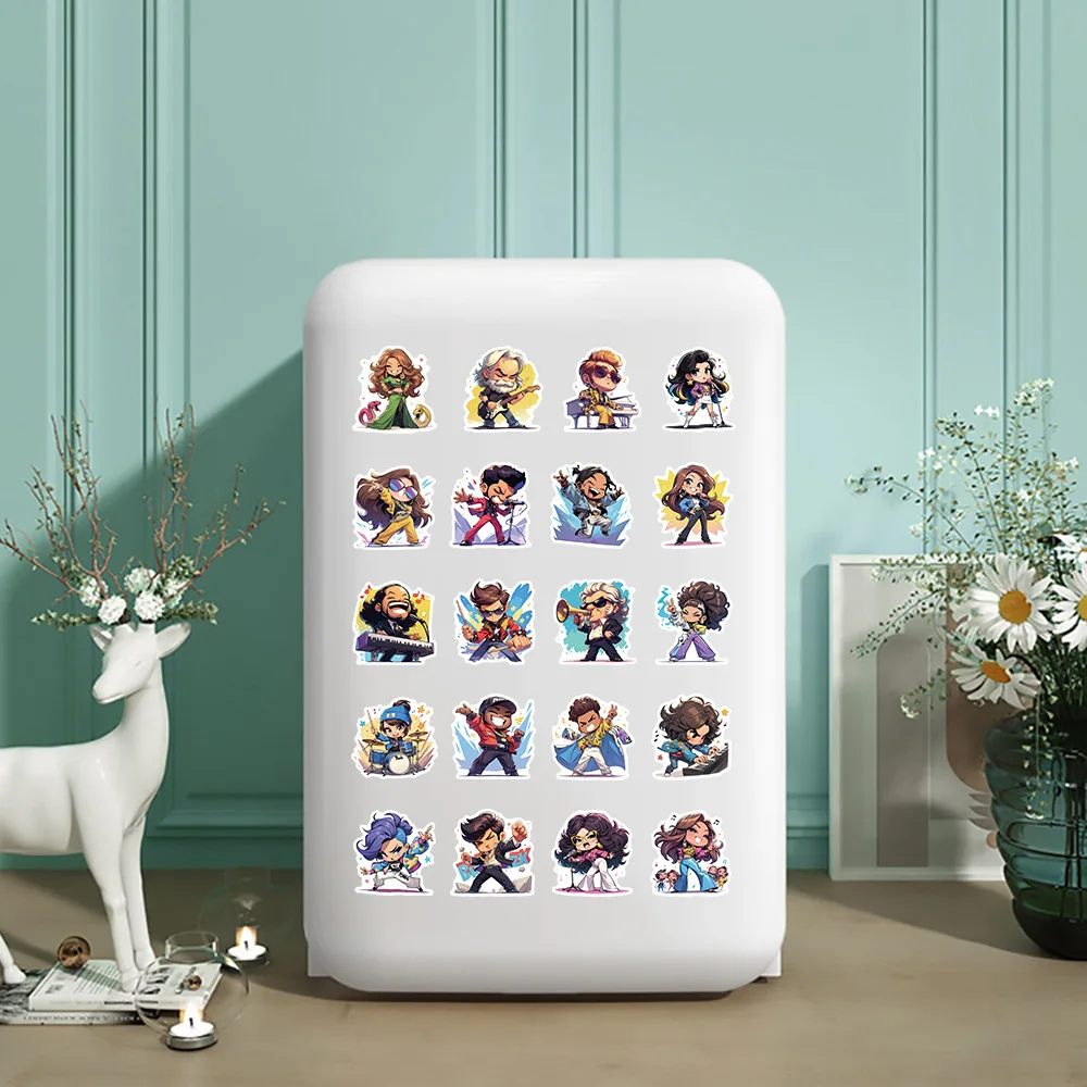 54 個ミュージシャン漫画ステッカー歌手落書きプレーヤー DIY クリエイティブ楽器装飾ラップトップギターデカールおもちゃ