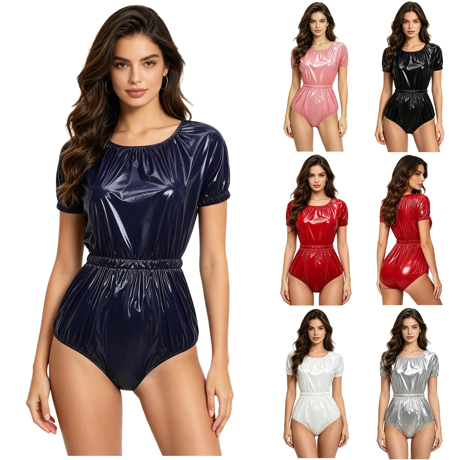 Womens Waterproof Adaptive Jumpsuit Leakproof Diaper Cover Short Sleeve Button Crotch Bodysuit Incontinence Underwear Rompers