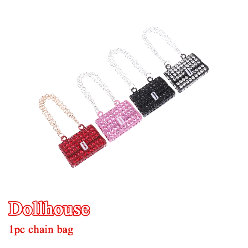 

1Pcs Dollhouse Sparkling Metal Chain Bag Pack Doll Bag Miniature Shopping Handbag For Clothes Accessories