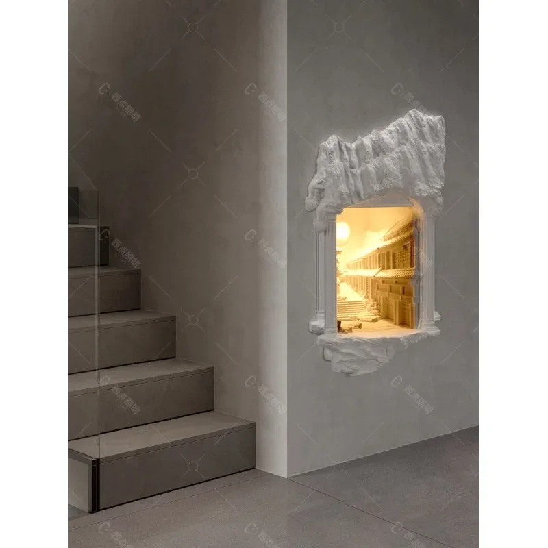 Sunset ancient city embedded wall lamp gypsum lamp embedded living room staircase corridor buried corner sensor corner lamp