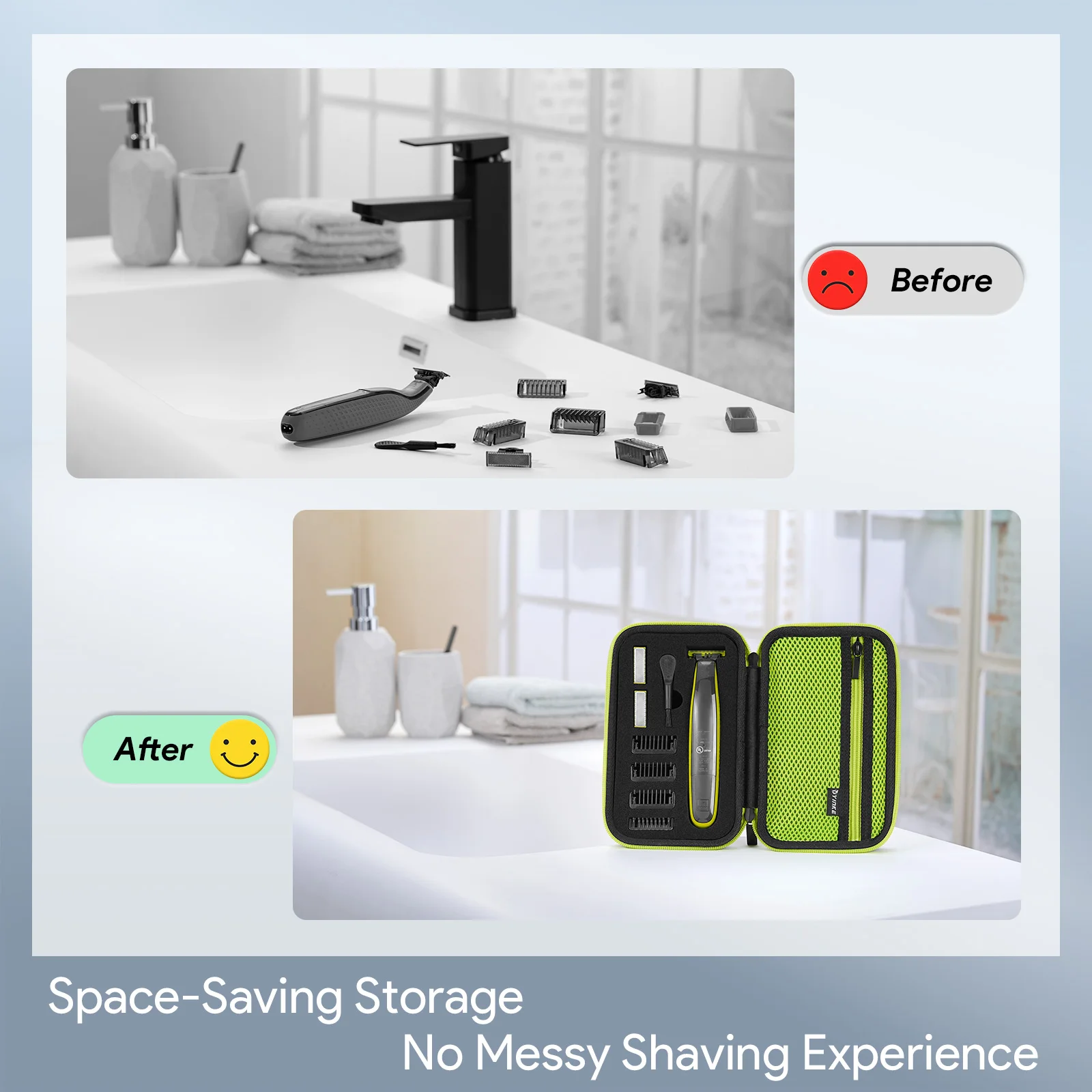 حافظة سفر صلبة من مادة EVA لهاتف Philips One Blade QP2520 QP2530 QP2620 QP2630، حقيبة تخزين ماكينة الحلاقة المقاومة للماء مع حزام معصم وفرشاة