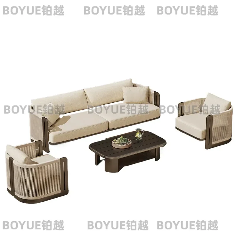 Outdoor Rattan Sofa Set Aluminum Alloy Patio Furniture Garden Balcony Lounge Chair Courtyard Villa Leisure Seating