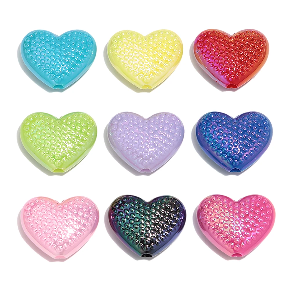 Cute Colorful Resin Love Heart Beads Sweet Acrylic Heart Shape Loose Bead Diy Jewelry Necklace Bracelets Accessroy