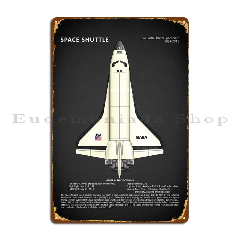 The Space Shuttle Metal Plaque Poster Wall Decor Club Printing Custom Bar Tin Sign Poster