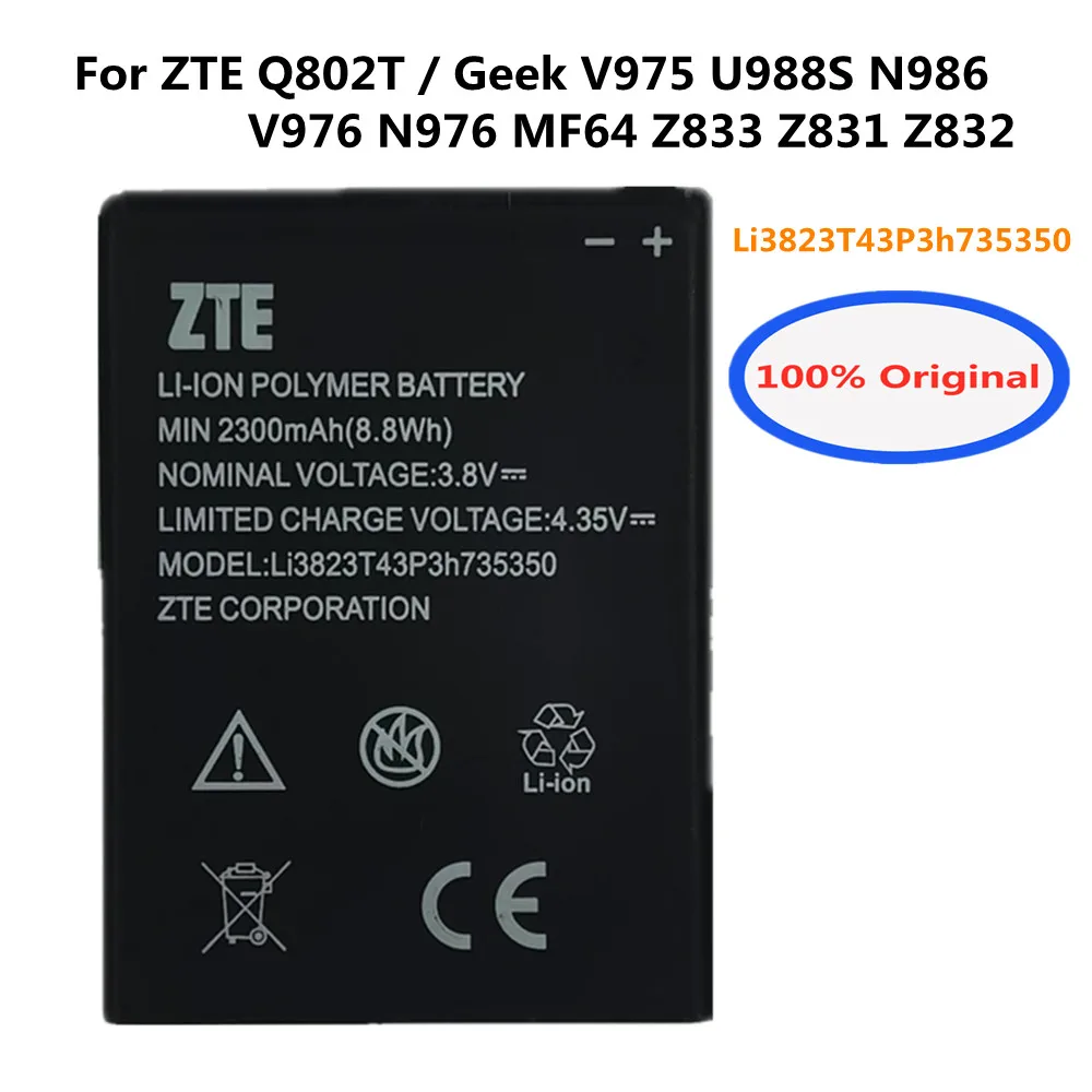 

3.8V 2300mAh Li3823T43P3h735350 Battery For ZTE Q802T Geek V975 U988S N986 V976 N976 MF64 Z833 Z831 Z832 Smart Phone Battery