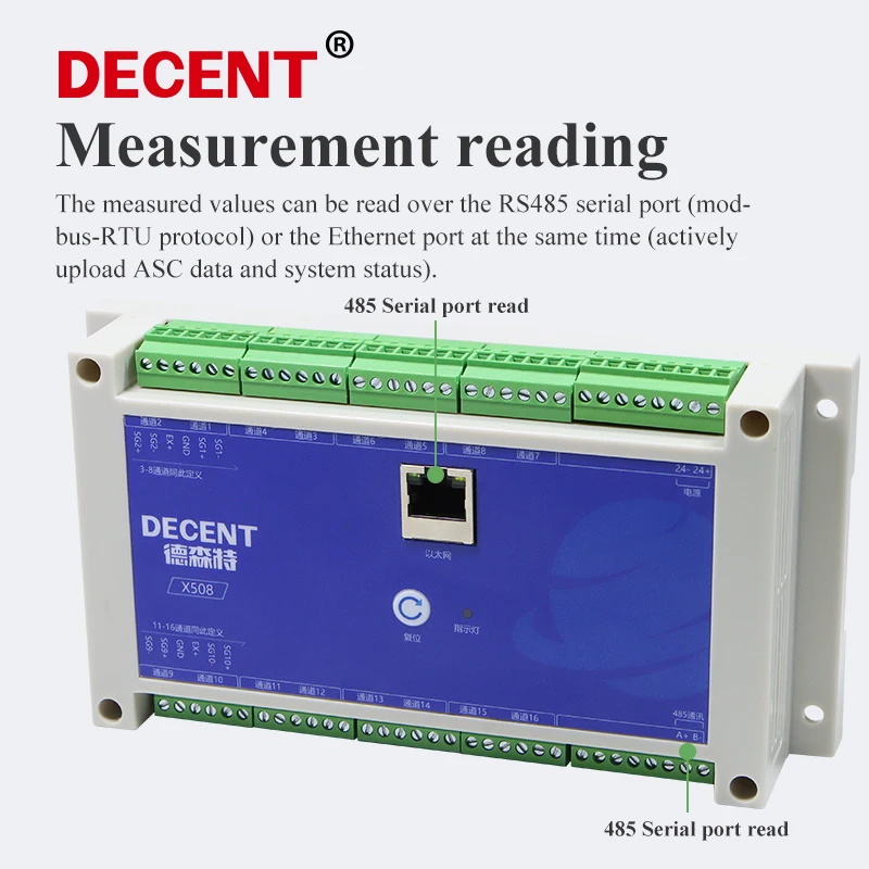 16 قناة اكتساب قيمة القوة وزنها خلية تحميل RS485 إيثرنت مكبر صوت أحادي الاتصالات الارسال #3