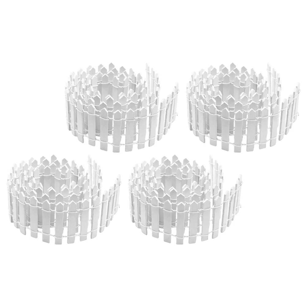 

4 Pcs Micro Landscape Fence Miniature Craft Supplies Gardening Decorations Wood