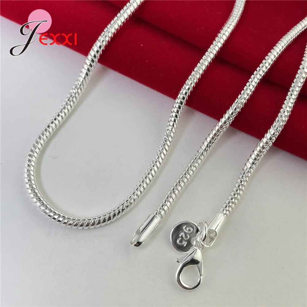 Promotion Sale Real Pure 925 Sterling Silver Necklace Chain with Lobster Clasps Men Women Collar 1.2MM/3MM/4MM 16-30 Inch