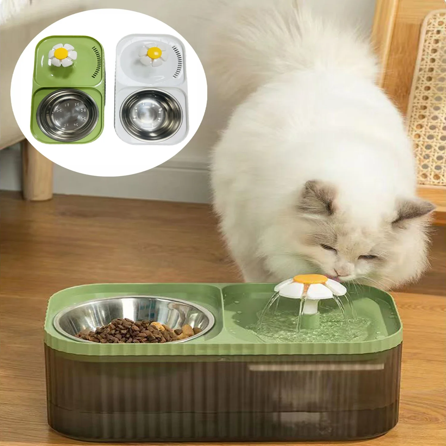 

3L Pet Drinker Set Automatic Cat Feeder with USB Pump and Filter Gravity Dog Feeder Silent Noise Reduction Stainless Steel Bowl