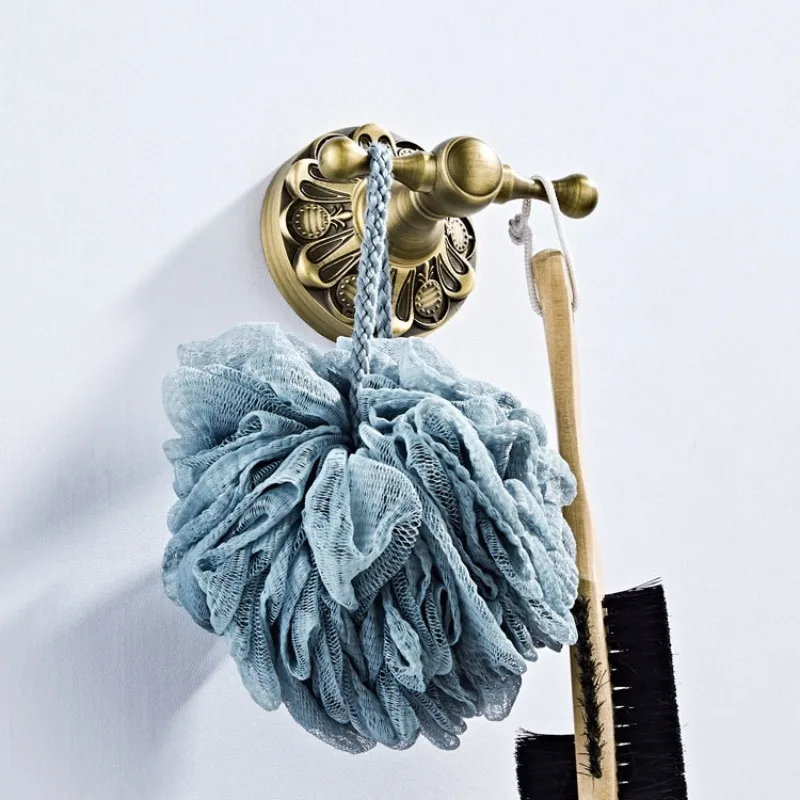 Bronze Clothes Hook Flower Chassis Antique Craft Robe Hat Hook Brass Bathroom Hardware Wholesale