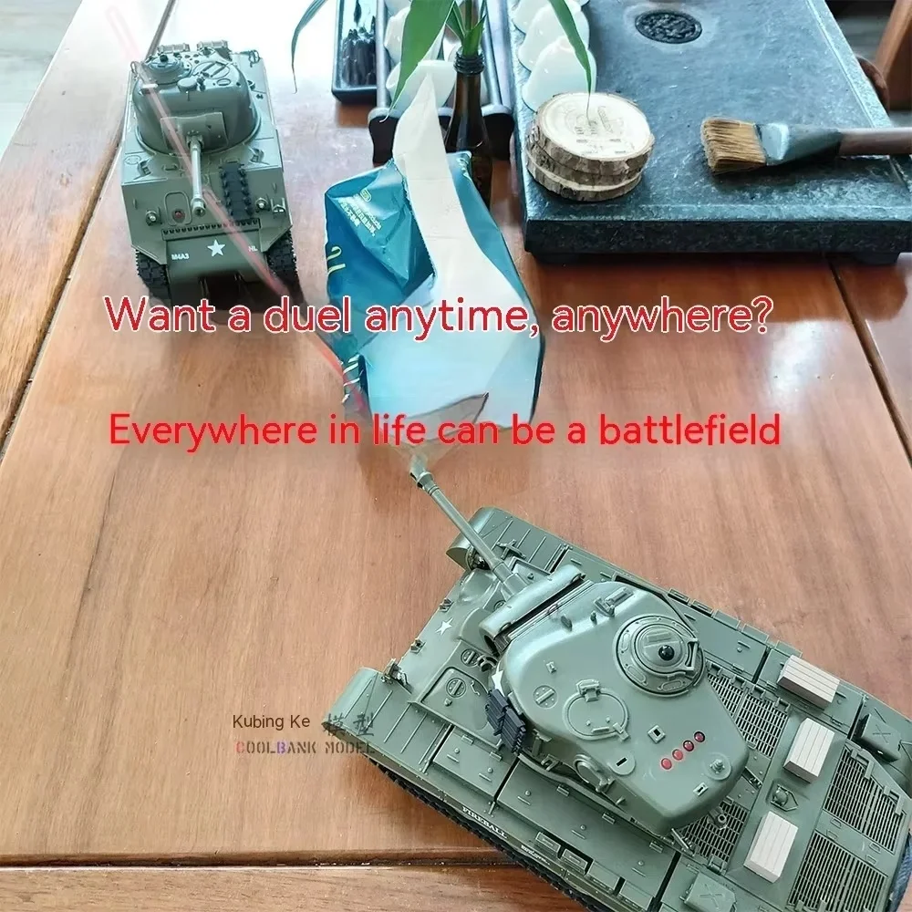 Henglong-tanque de combate con control remoto, modelo de simulación de combate inalámbrico Sherman americano para dos personas, regalo para niños, nuevo