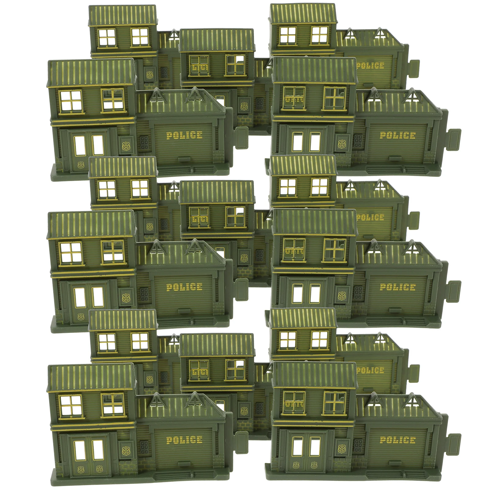 

12Pcs Police Station Miniature Simulated Building Craft Durable Plastic Sand Table Decor Desktop Home Ornament DIY Photo Props