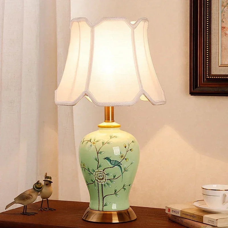 ASHER Contemporary ceramics Table Lamp American LED Living Room Bedroom  Bedside Desk Light Hotel engineering Decorative