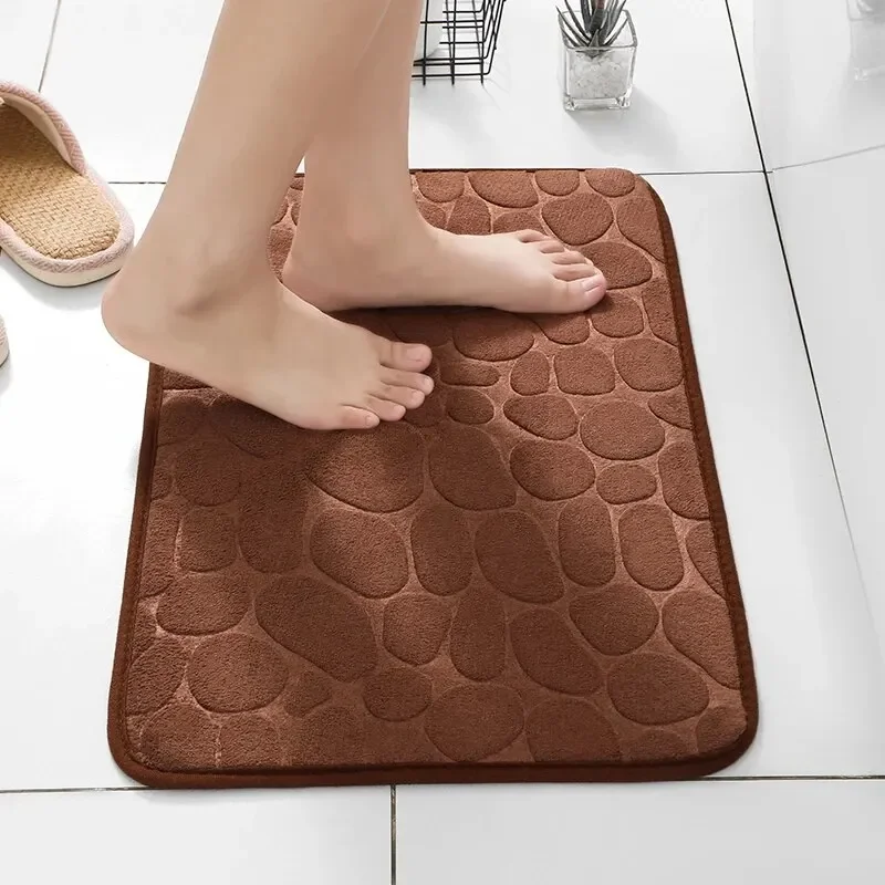 VIKAMA 40X60CM Coral Fleece Pebble Embossed Bathroom Non-Slip Floor Mat Bathroom Floor Mat Floor Bath Mat Room Decoration