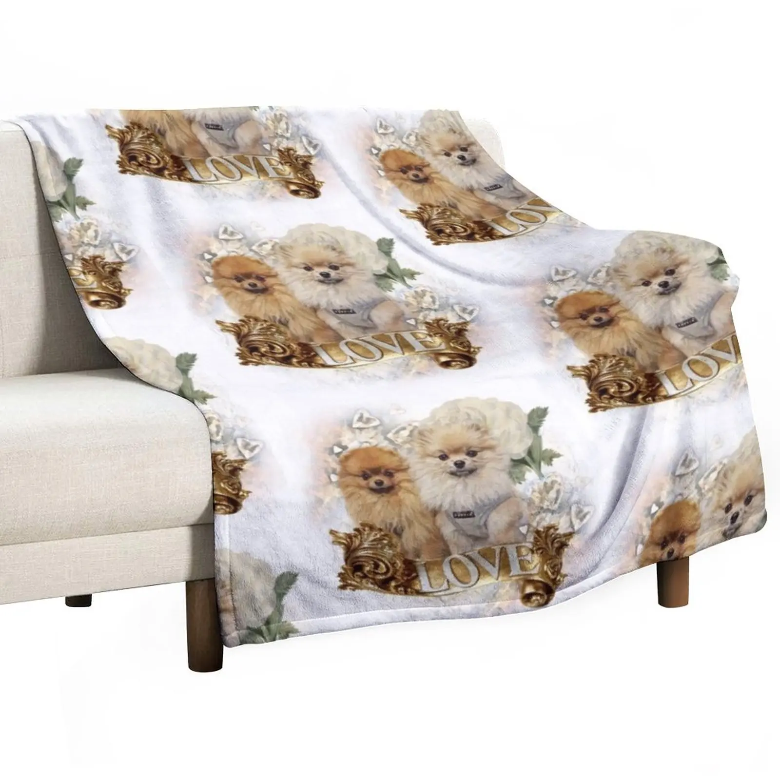 

Zwergspitz Pomerania Throw Blanket Personalized Gift Quilt Blanket