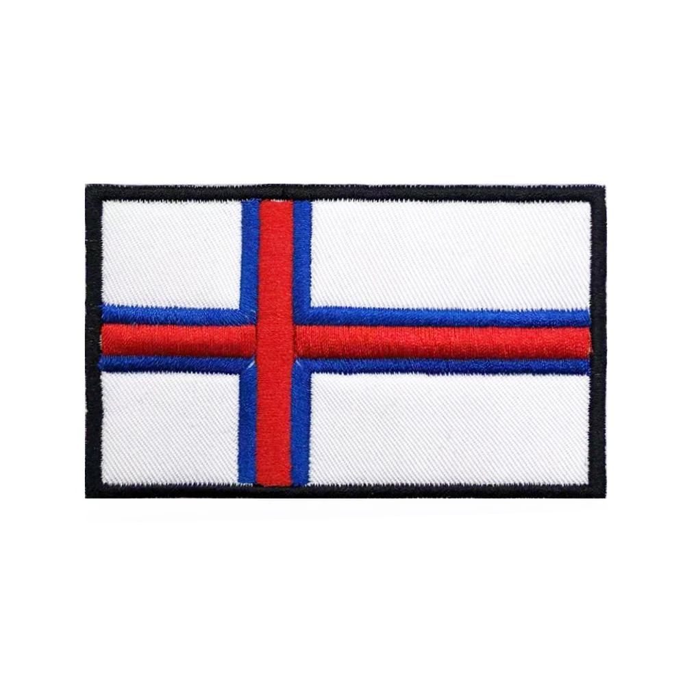Faroe Islands Flag Patches Armband Embroidered Patch Hook & Loop Iron On Embroidery Badge Military Stripe