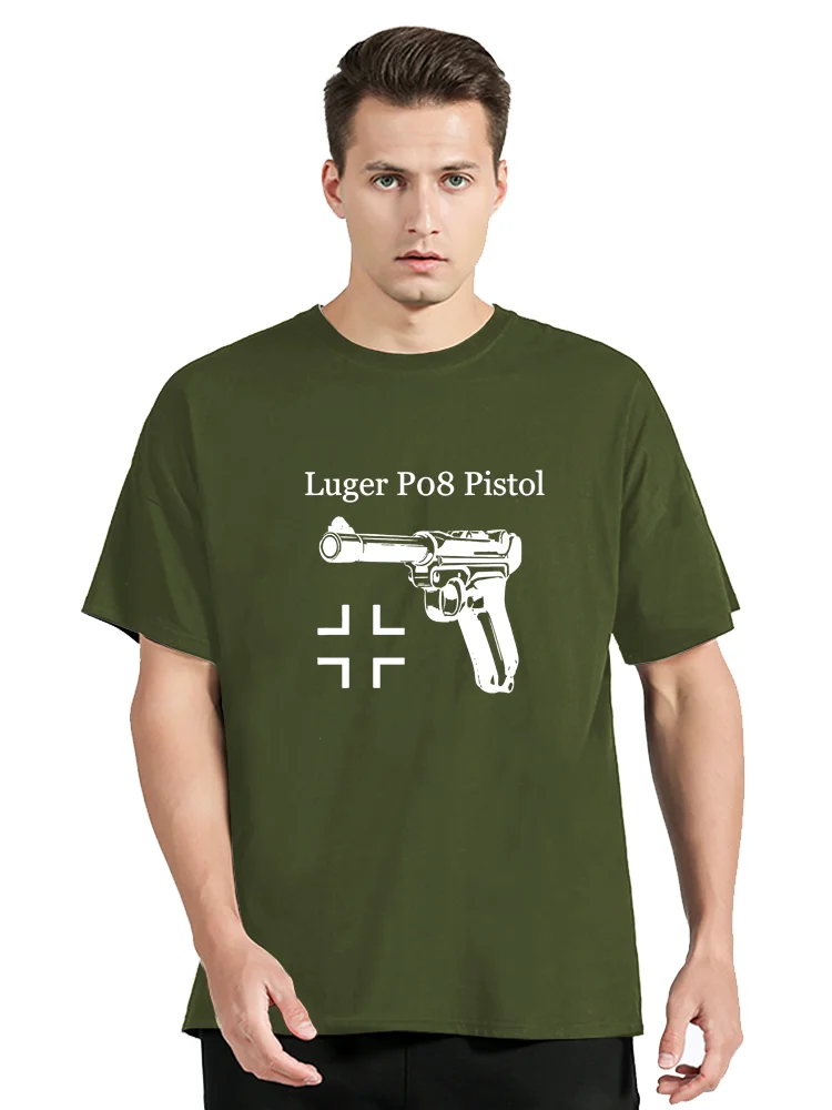 Germany Luger P08 Pistol Handgun T-shirt Summer Cotton Short Sleeve O-Neck Men Tshirt Casual Fitness Tops Tees Oversized