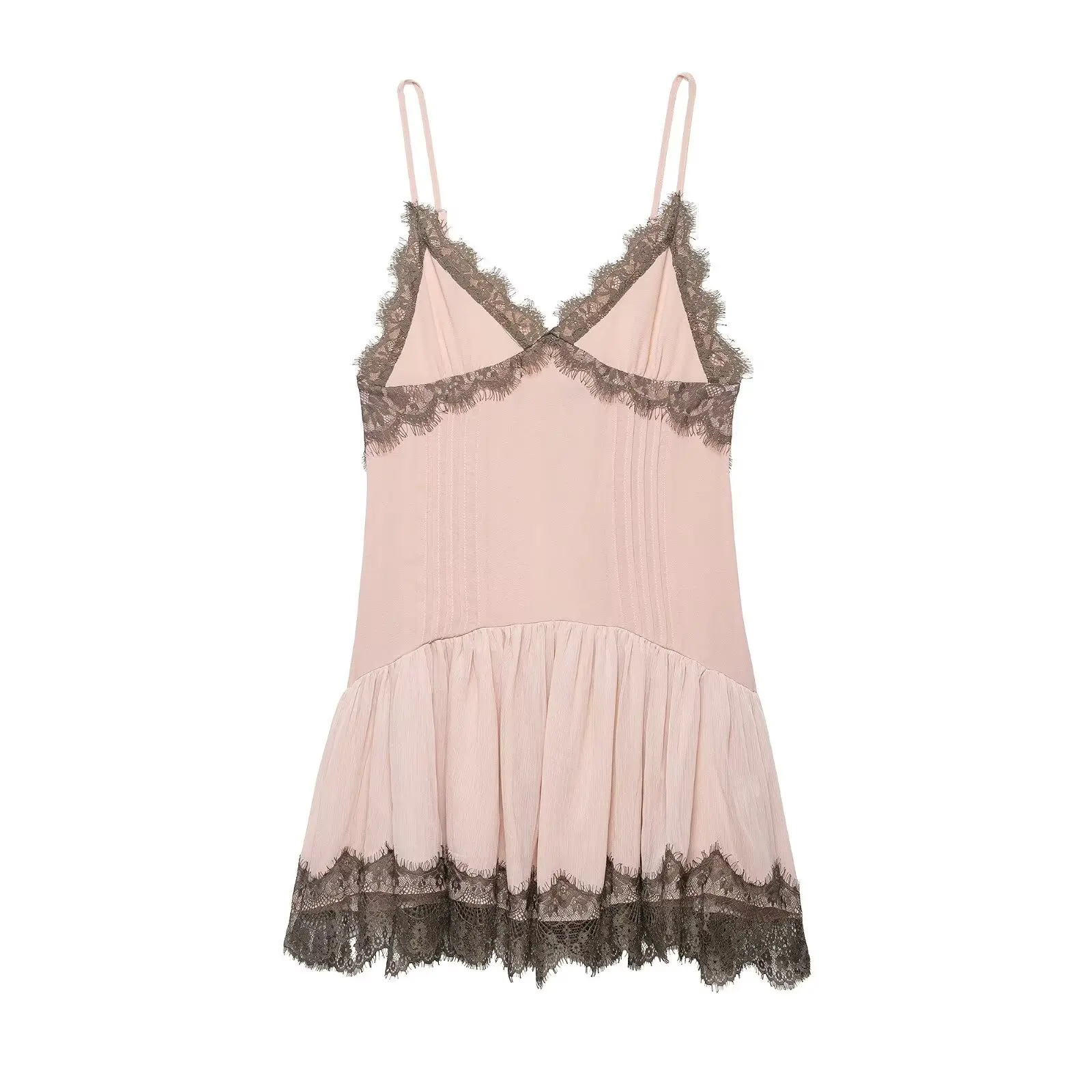 

2026 Autumn New Women's Casual Versatile yet Sexy Lace Splicing Short Dress