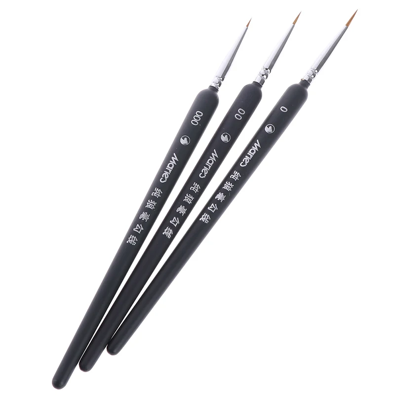 

3Pcs Miniature Paint Detail Brush 0/ 00/ 000 Wolf Hair Professional Fine Detailing For Art Supplies Drawing Art Pen Paint Brush