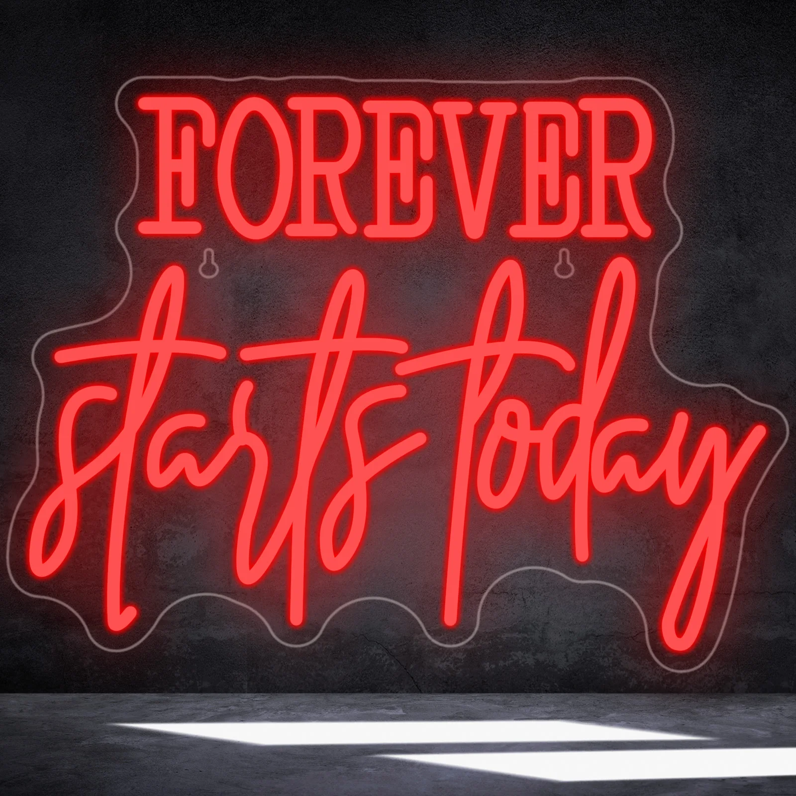 Forever Starts Today Neon Sign For Wall Decor Red Letter Signs Room Decoration Home Bedroom Party Gym Bar Club Dimmable USB Lamp