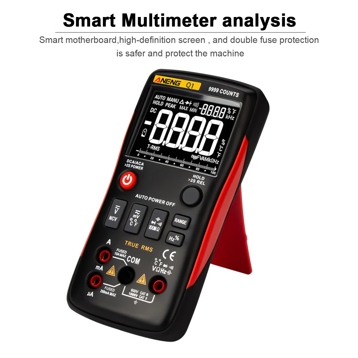 Q1 Digital Multimeter Transistor Capacitor NCV Ohm Tester 9999 Counts With Analog Professional Multimetro True RMS Auto