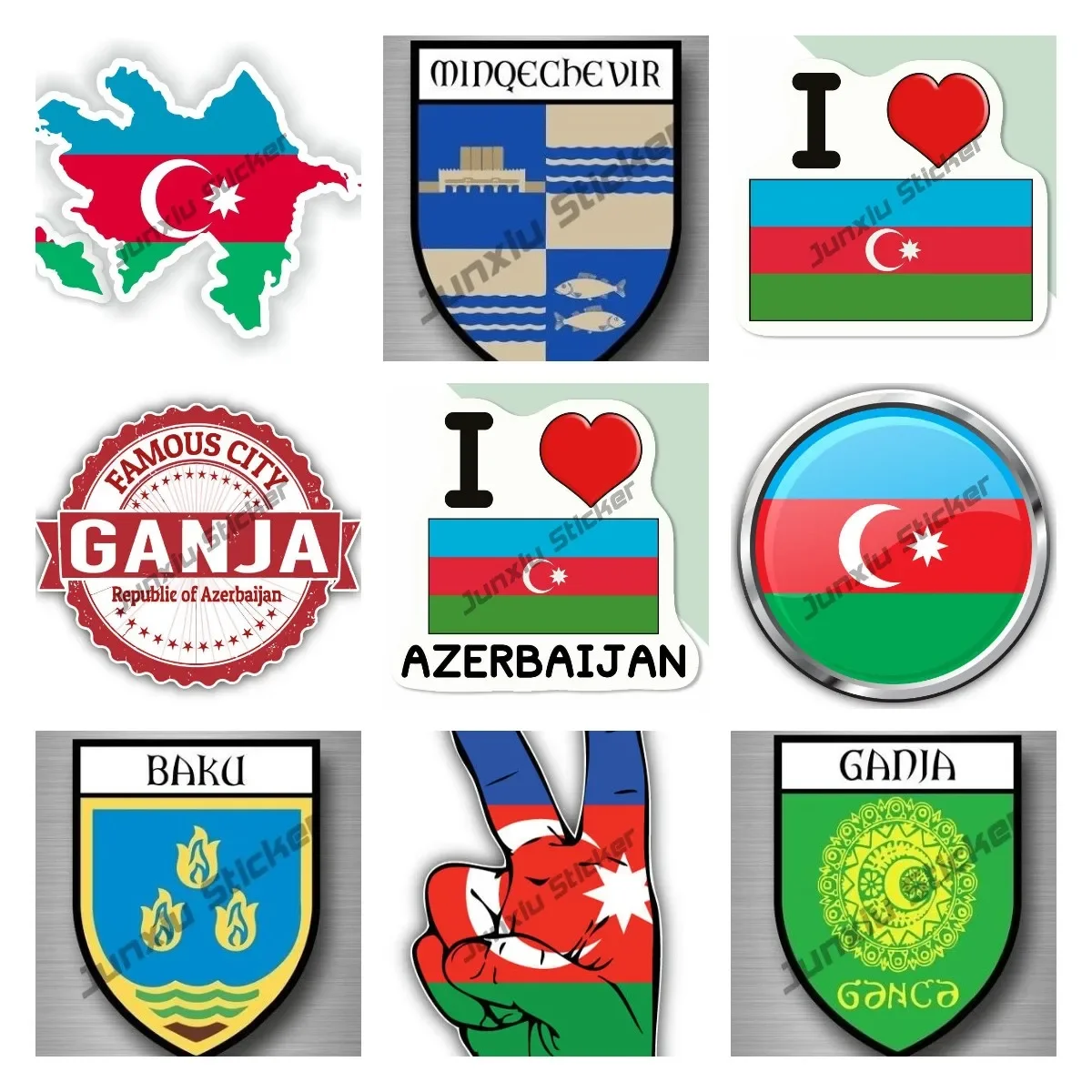 

Love Azerbaijan Flag Decal Sticker Souvenir Car Coat Arms Shield City Travel Azerbaijan Home Pride Travel Car Truck Van Decal
