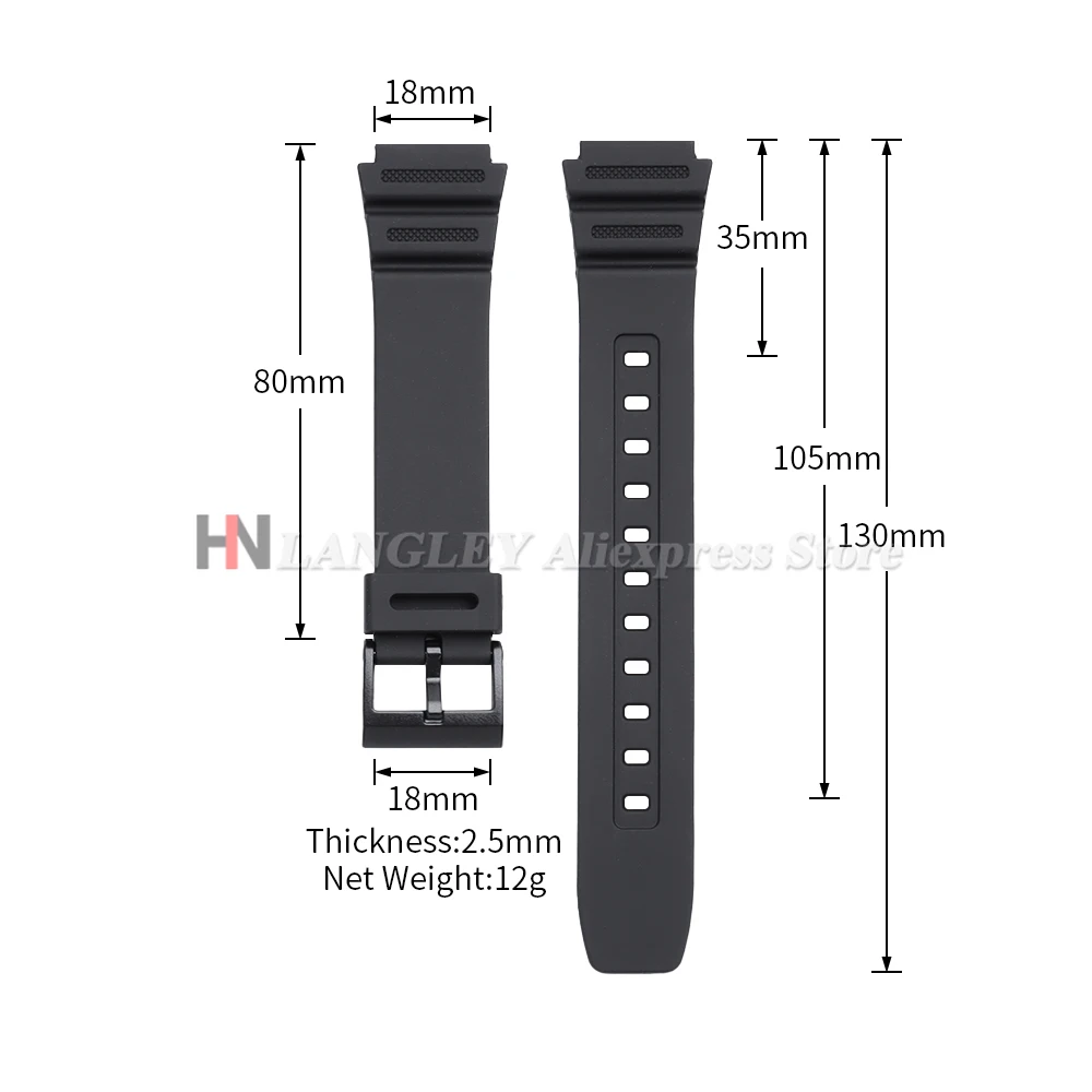 18mm Silicone Watch Strap for Casio for F91W SGW400 F84 W800H F105/108/A158/168 AE1200/1300 Men Sport Soft Watch Band Wristbands view 6