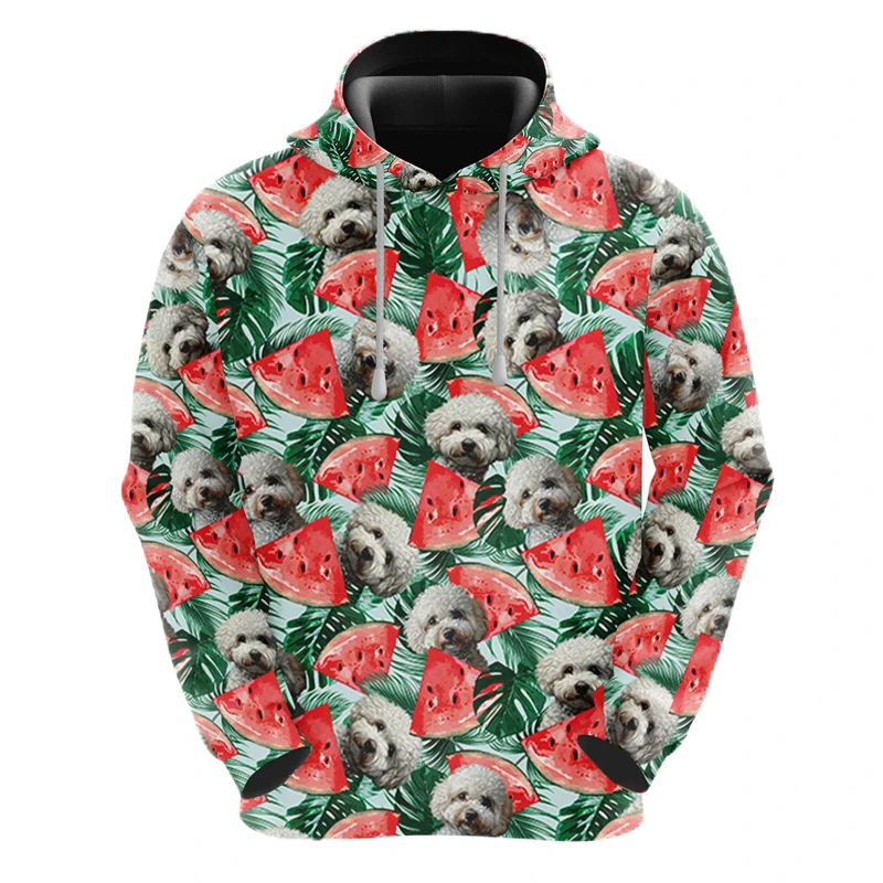 Fresh Watermelon Dog Graphic Sweatshirts Casual Hoodies For Men Clothes Dogs Lover Hoodie Streetwear Beagle Golden Retriever Top