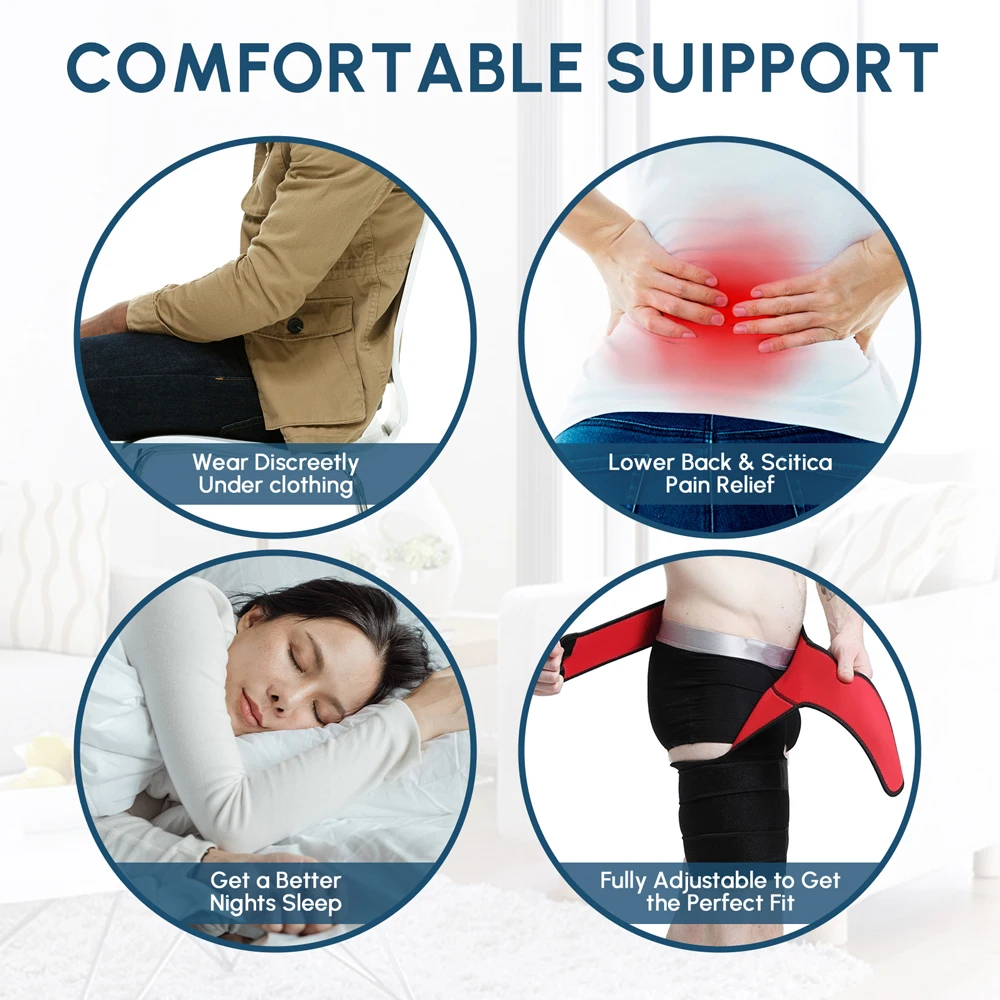 1 PCS Groin Hip Brace, Sciatica Support Wrap, Hamstring Compression Sleeve for Pulled Quadriceps Thigh Muscle, Hip Flexor Strain