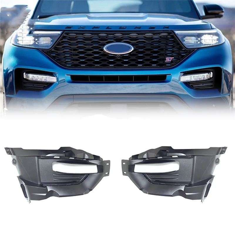 Car Left Front Bumper Fog Light Cover Bezel Fog Lamp Grille with Hole Replacement for Explorer 2021 2022