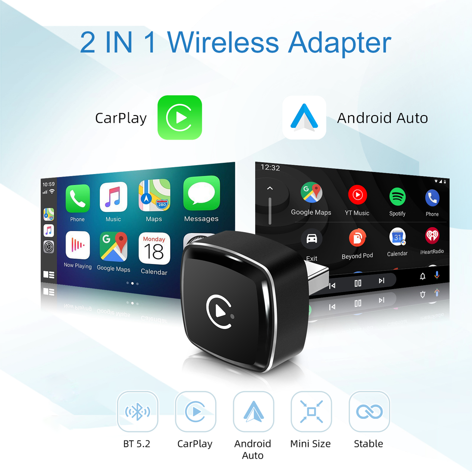 Ezonetronics Wireless CarPlay android auto adapter for factory wired car, wireless CarPlay & Android auto 2 in 1 