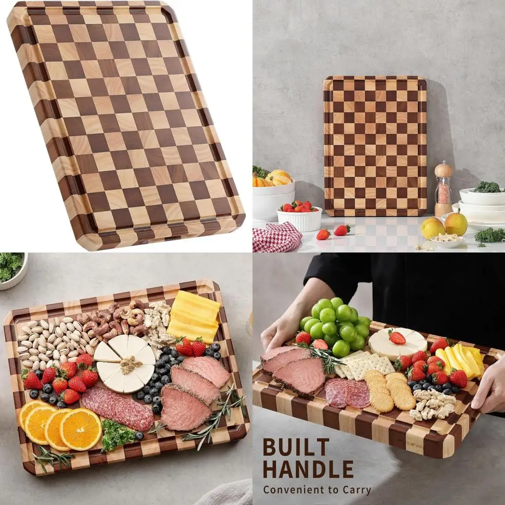 

Large Acacia Wood Chopping Boards - Ideal for Meat, Cheese, Fruits, and Veggie Cutting